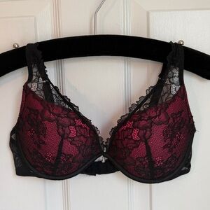 Victoria's Secret 34C Sexy Little Things Lacs Push-Up Bra Black, Hot Pink